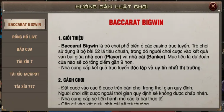 Baccarat BigWin Livestream Tại B52 Club Đỉnh Cao Giải Trí Với Tỉ Lệ Thắng Khủng