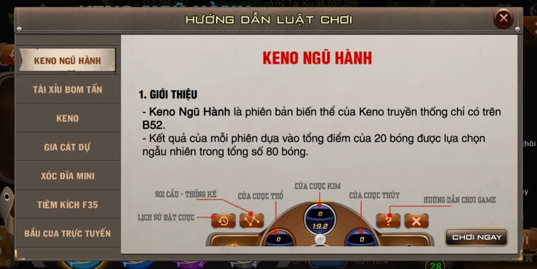Keno Ngũ Hành Tại B52 Club Trải Nghiệm Cá Cược Đẳng Cấp Với Cơ Hội Thắng Lớn