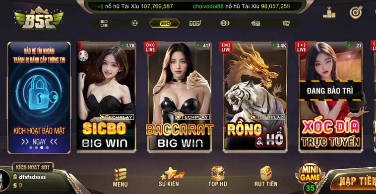 Sảnh Trò Chơi Casino Online B52 Club Đỉnh Cao Giải Trí Với Hàng Nghìn Trò Chơi Thắng Khủng