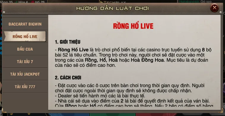Rồng Hổ BigWin Livestream Tại B52 Club Cơ Hội Chiến Thắng Khổng Lồ Cho Cao Thủ